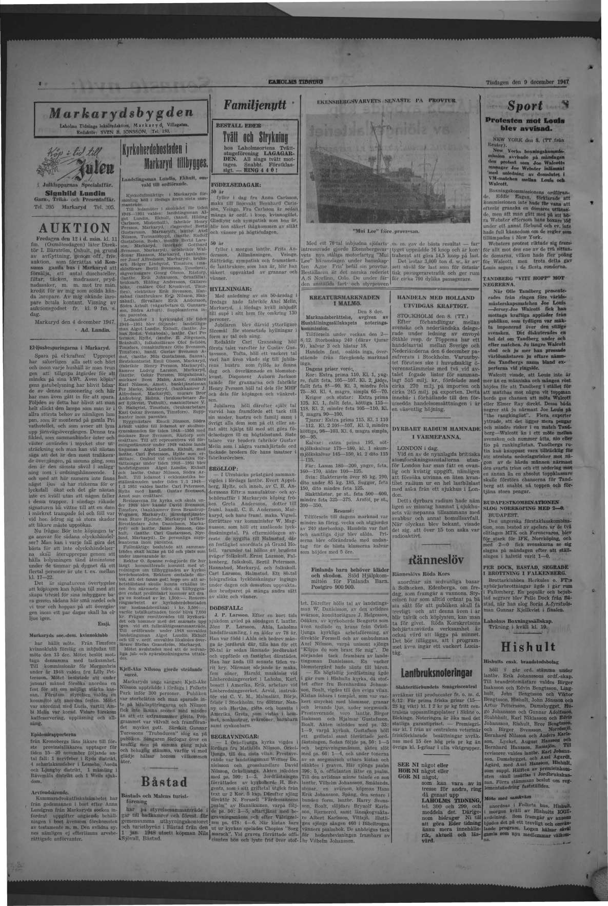 Laholms Tidning Tisdag 9 december 1947, sida 4