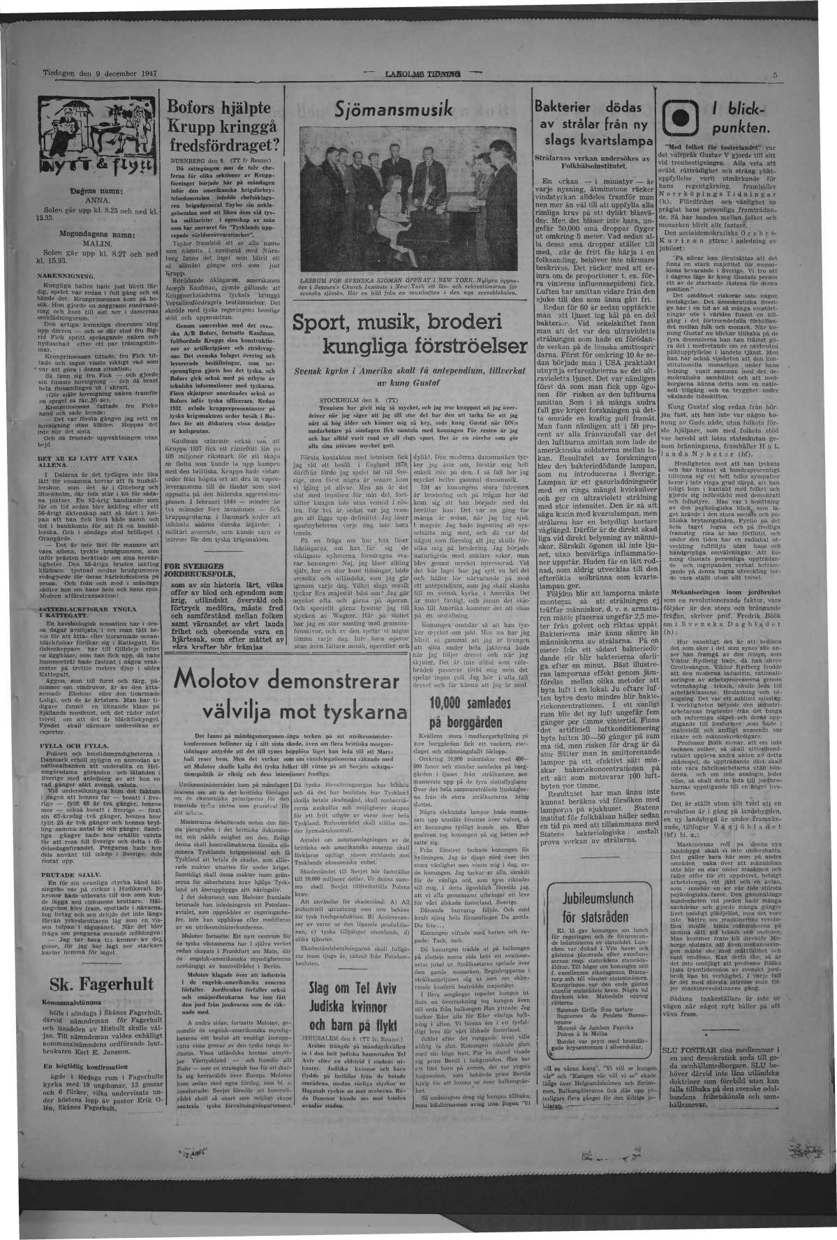 Laholms Tidning Tisdag 9 december 1947, sida 5