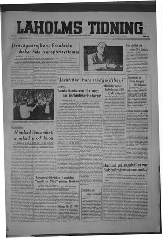 Förstasidan, Måndag 9 juni 1947