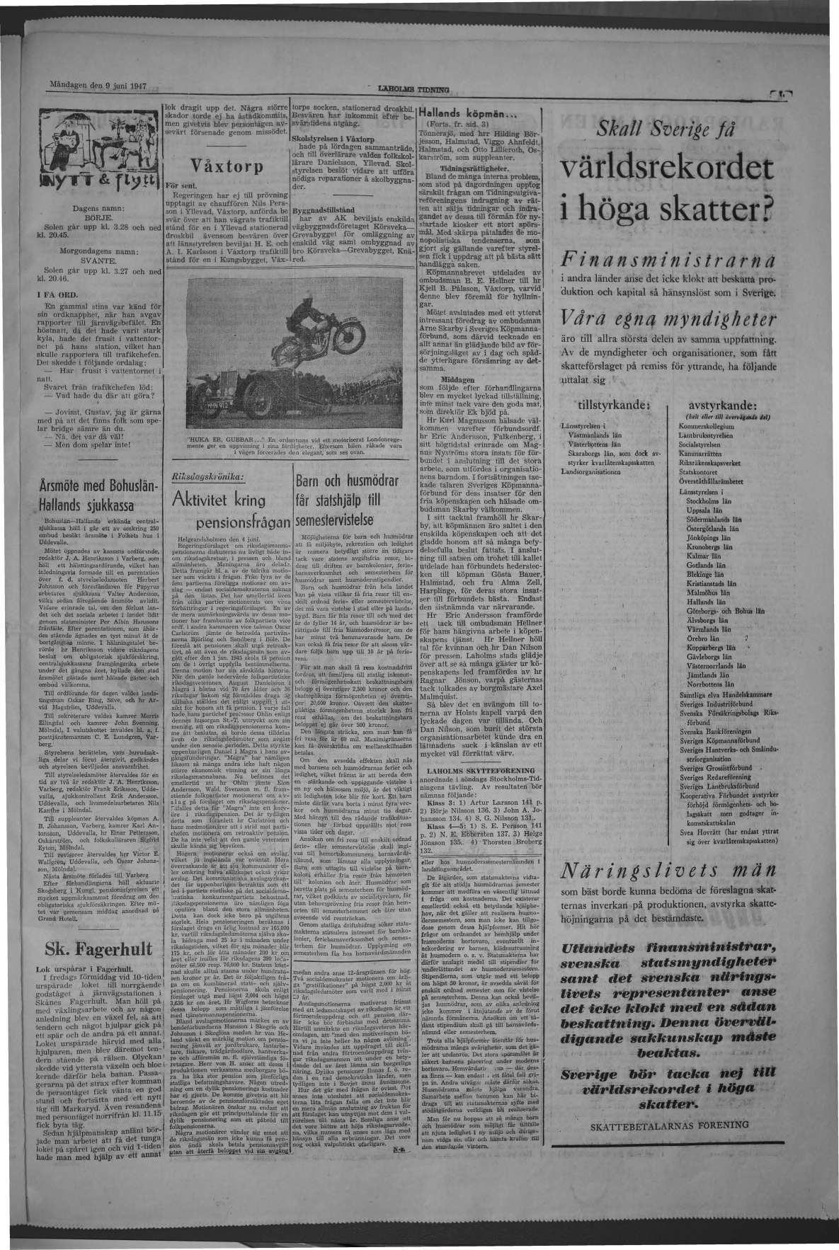 Laholms Tidning Måndag 9 juni 1947, sida 5