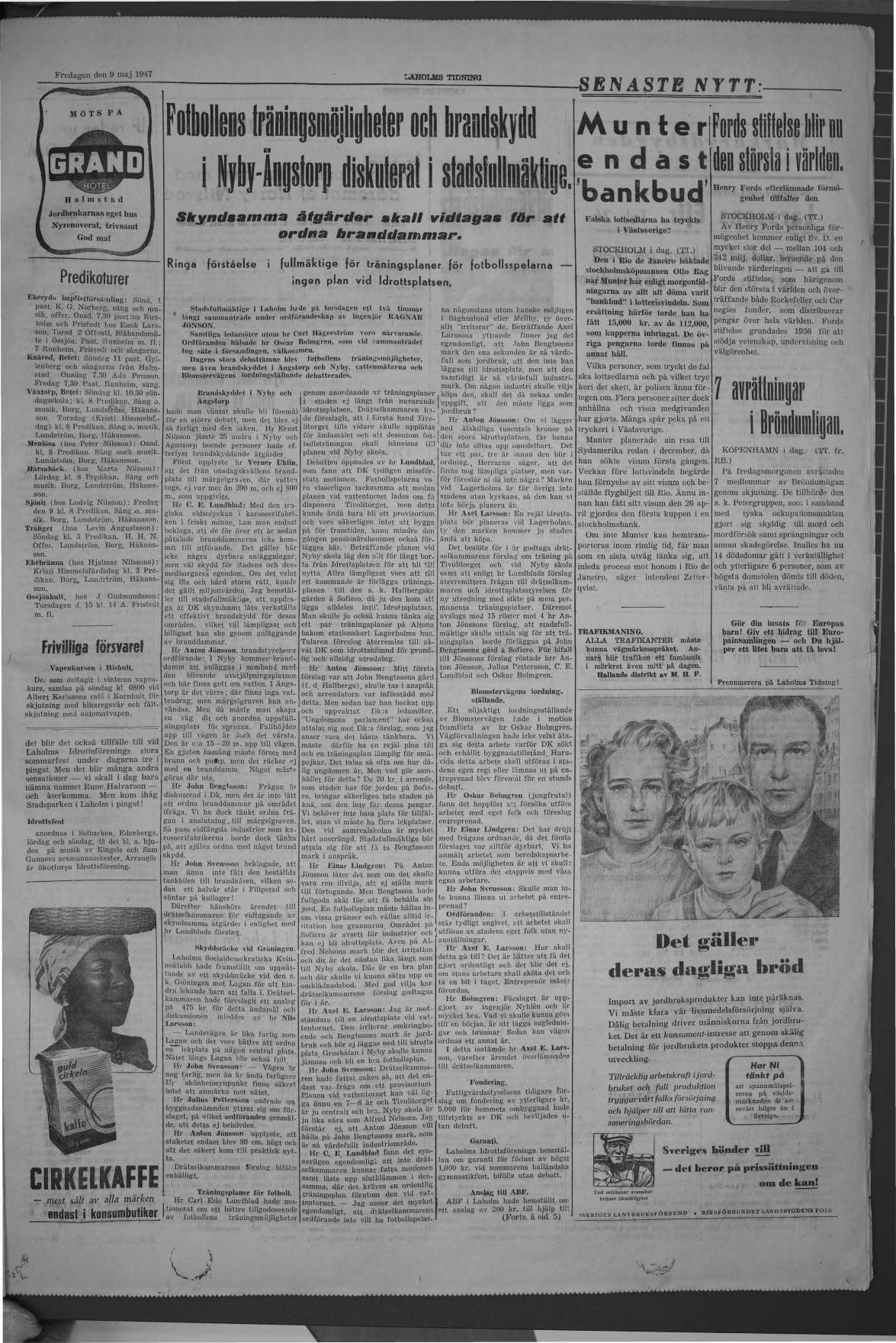 Laholms Tidning Fredag 9 maj 1947, sida 3