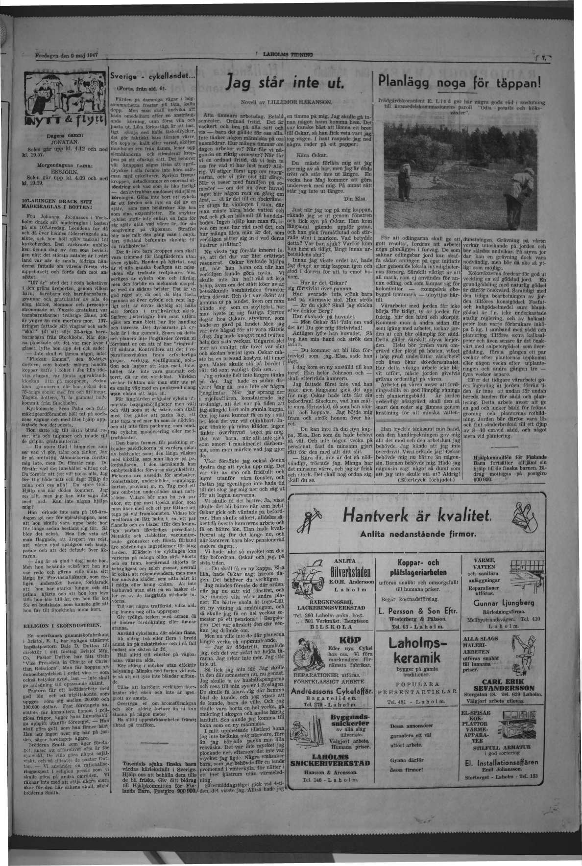 Laholms Tidning Fredag 9 maj 1947, sida 7