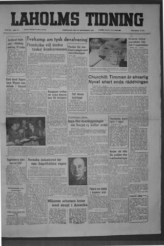 Förstasidan, Torsdag 29 september 1949