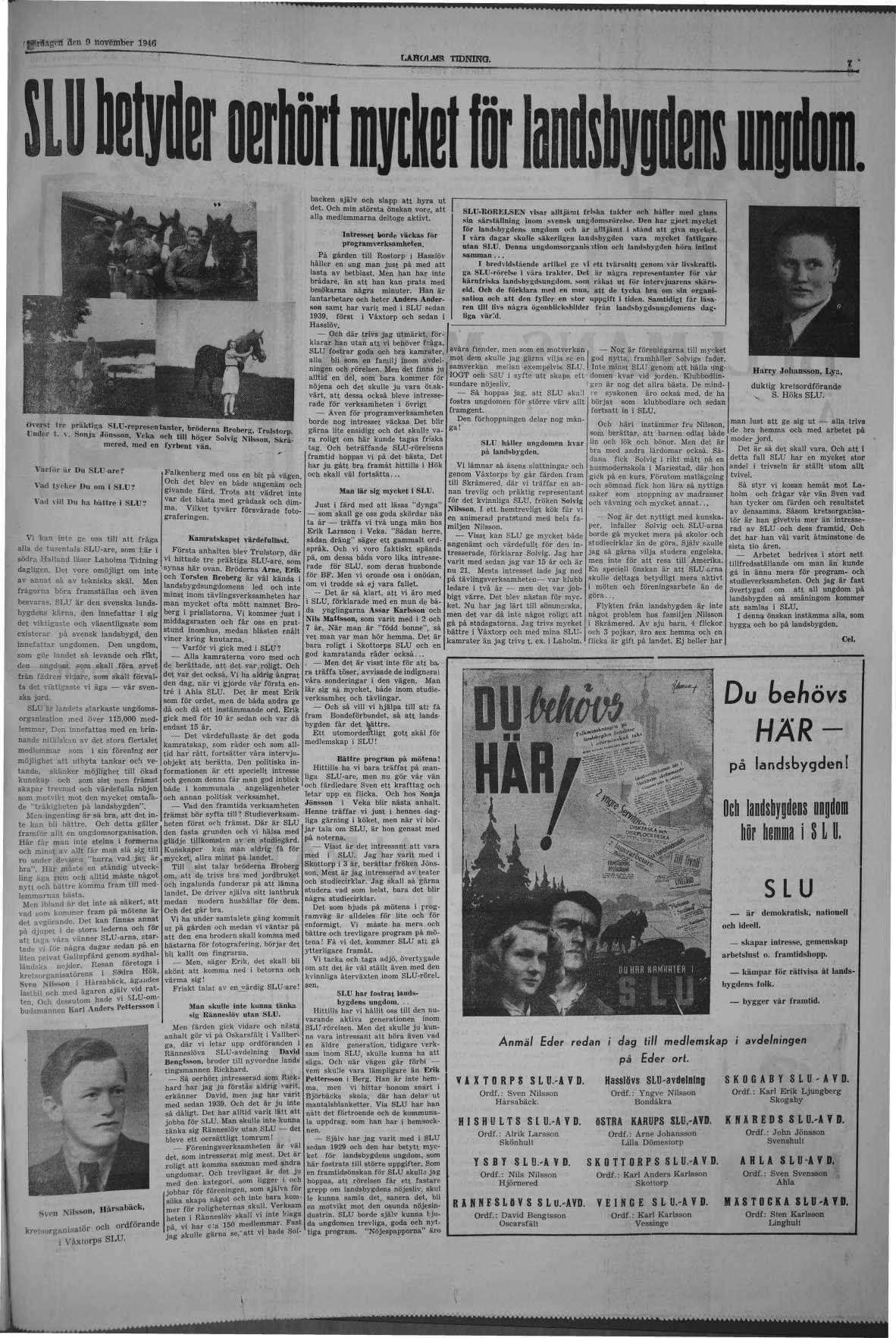 Laholms Tidning Lördag 9 november 1946, sida 7