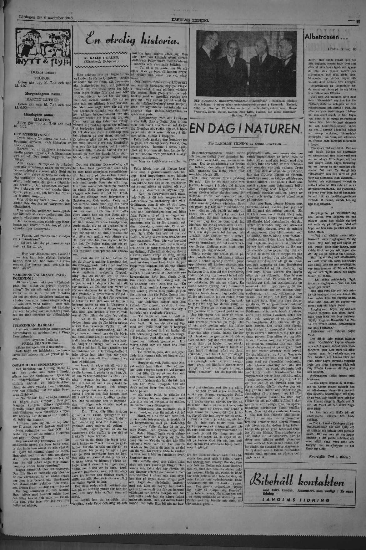 Laholms Tidning Lördag 9 november 1946, sida 11