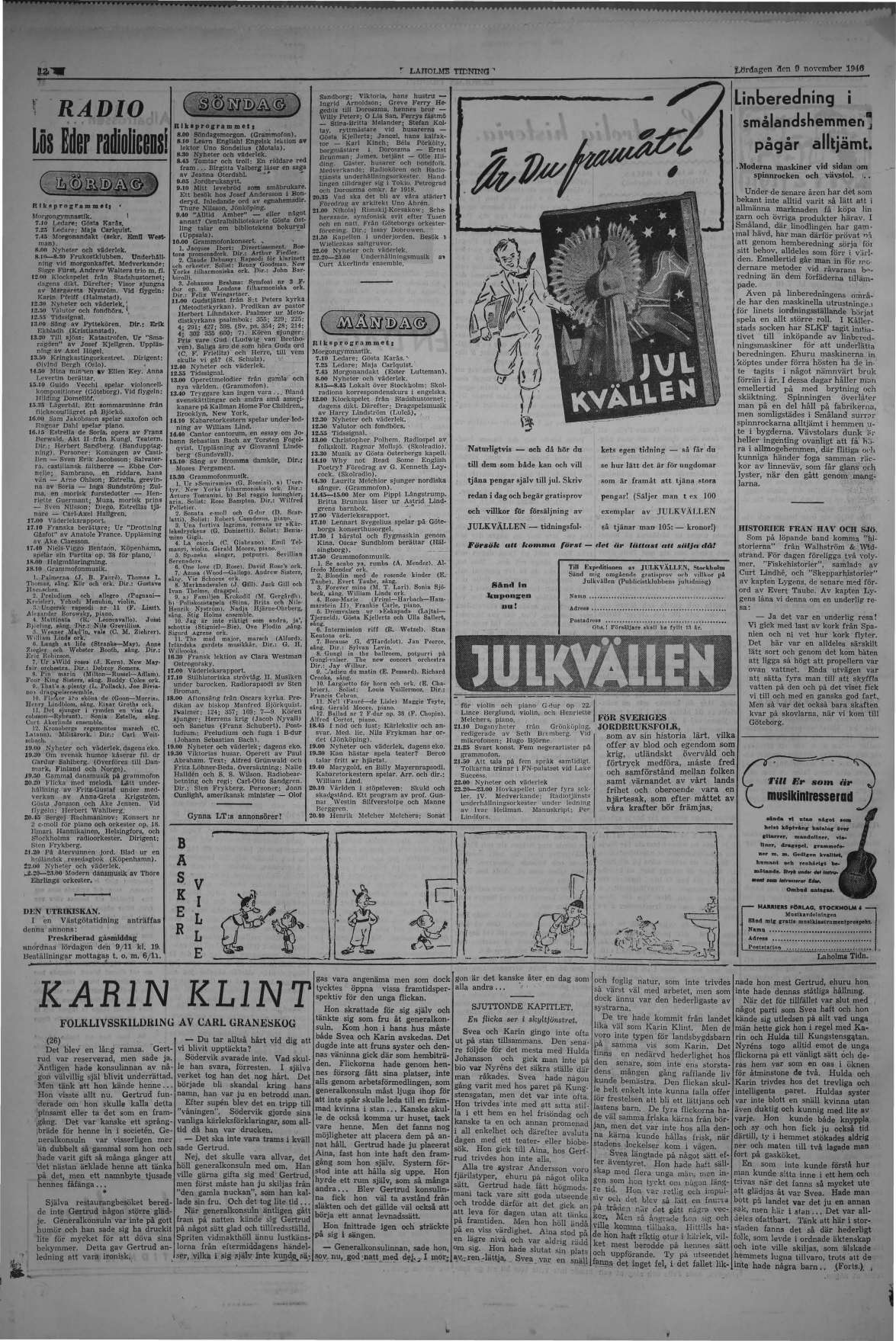 Laholms Tidning Lördag 9 november 1946, sida 12