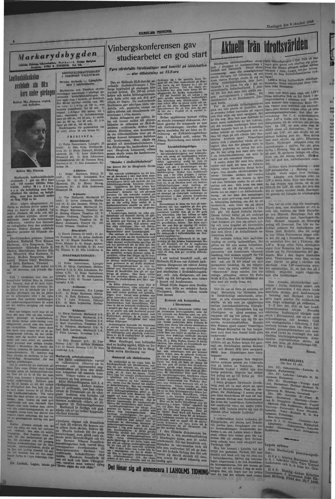 Laholms Tidning Onsdag 9 oktober 1946, sida 4