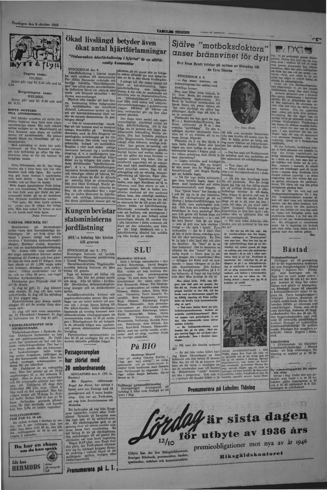 Laholms Tidning Onsdag 9 oktober 1946, sida 5