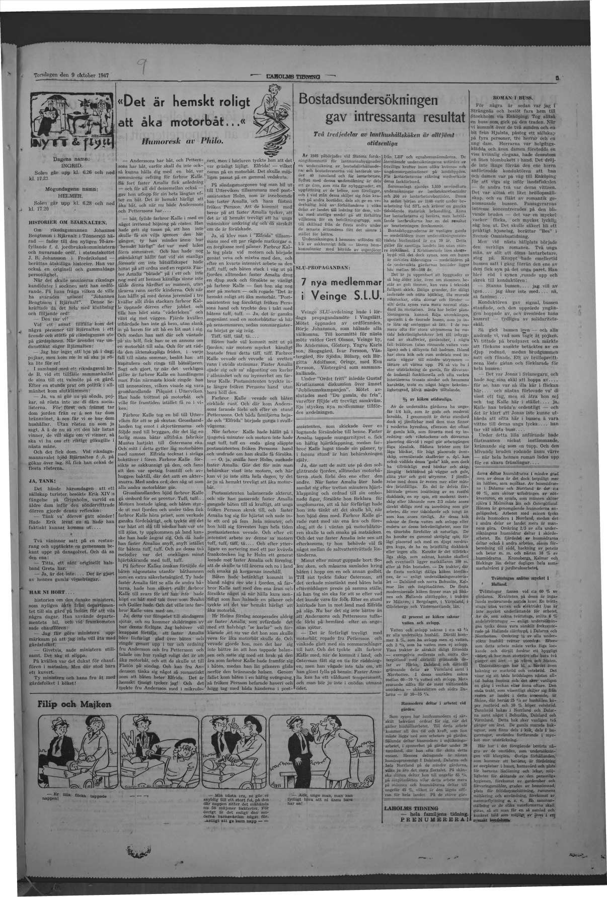 Laholms Tidning Torsdag 9 oktober 1947, sida 5
