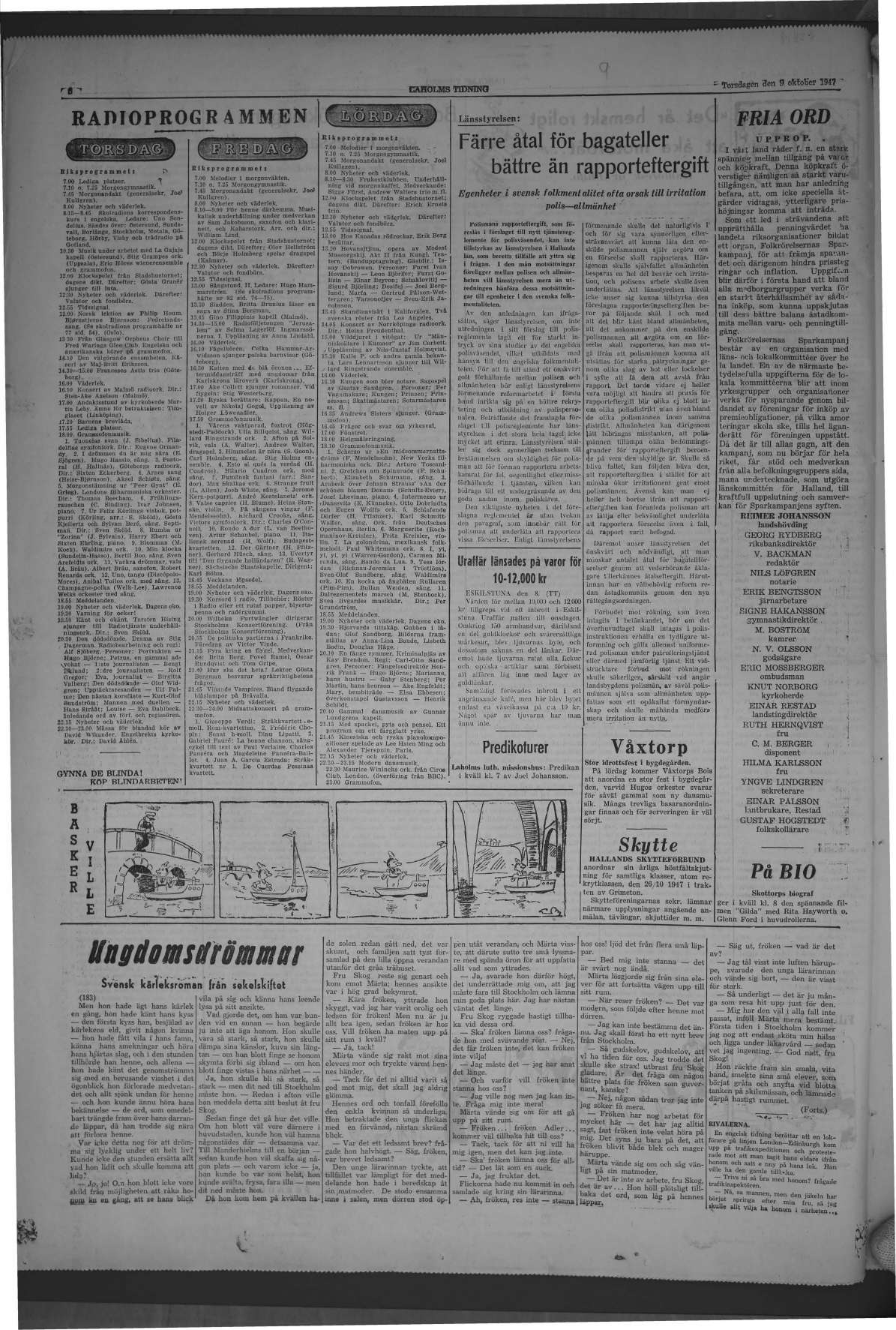 Laholms Tidning Torsdag 9 oktober 1947, sida 6
