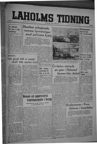 Förstasidan, Måndag 9 september 1946