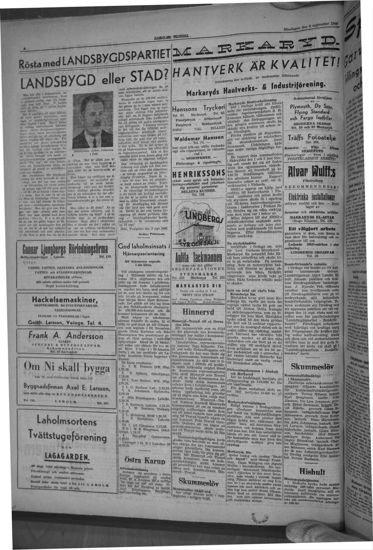 Laholms Tidning Måndag 9 september 1946, sida 4