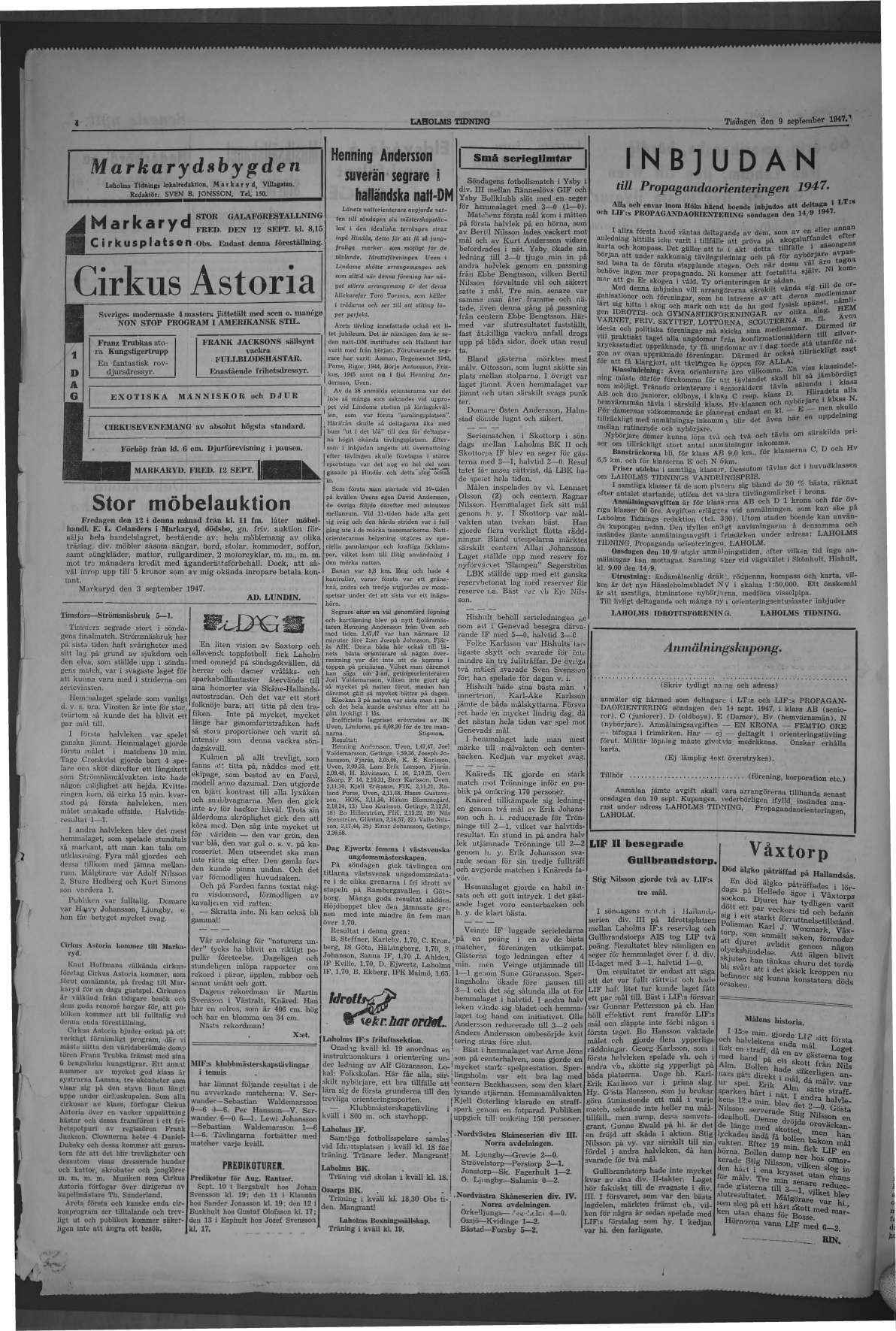 Laholms Tidning Tisdag 9 september 1947, sida 4