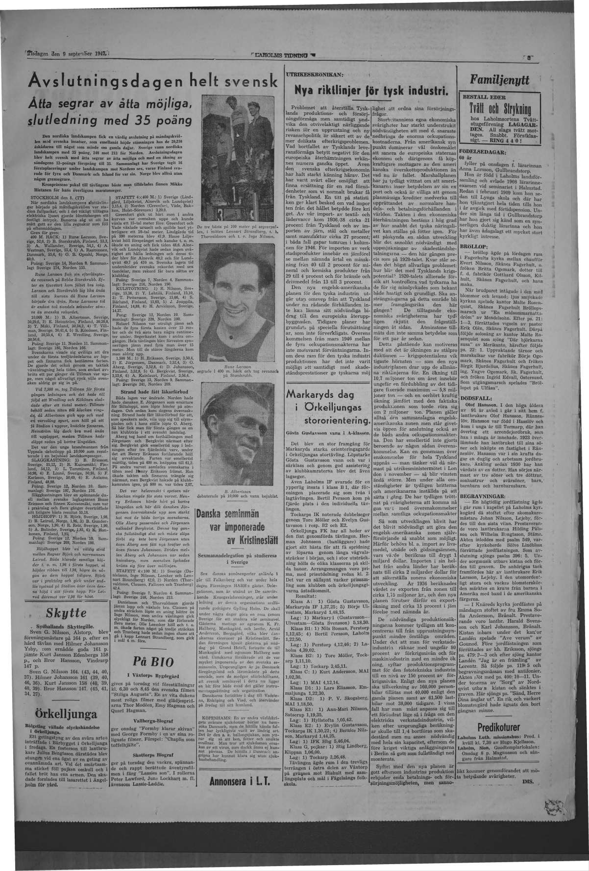 Laholms Tidning Tisdag 9 september 1947, sida 5