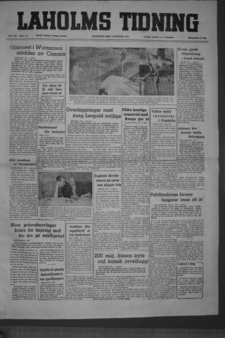 Förstasidan, Onsdag 3 augusti 1949