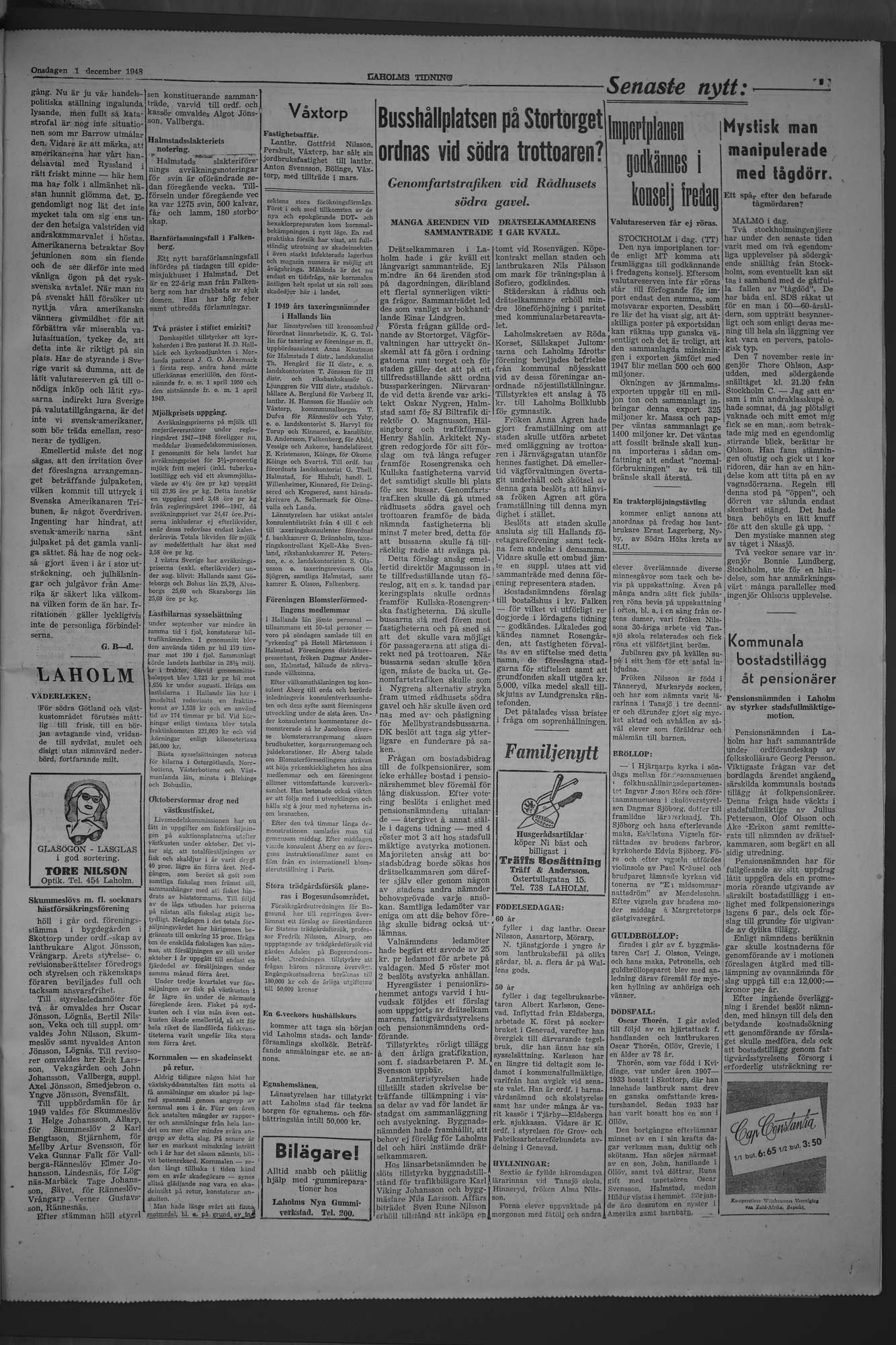 Laholms Tidning Onsdag 1 december 1948, sida 3