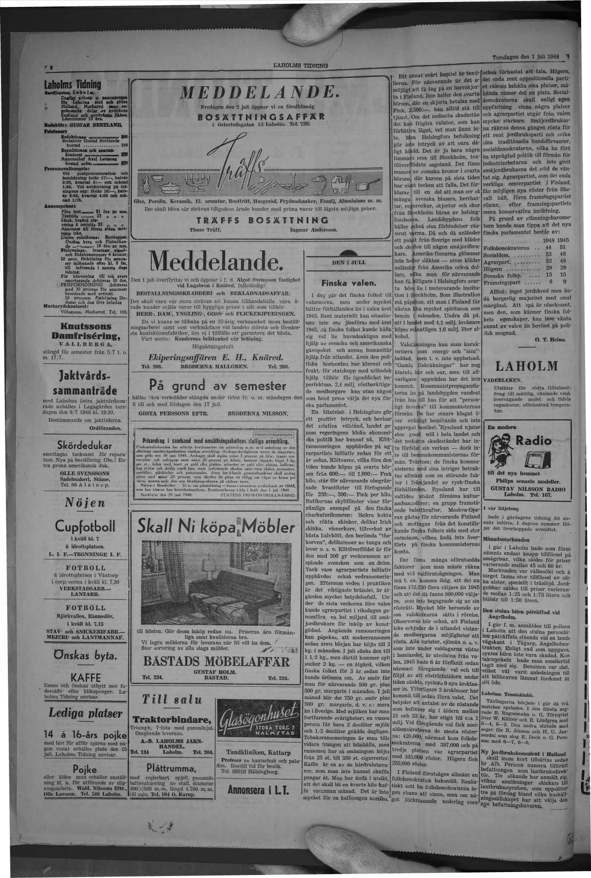 Laholms Tidning Torsdag 1 juli 1948, sida 2