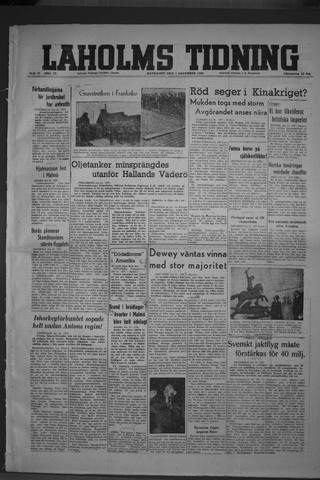 Förstasidan, Måndag 1 november 1948