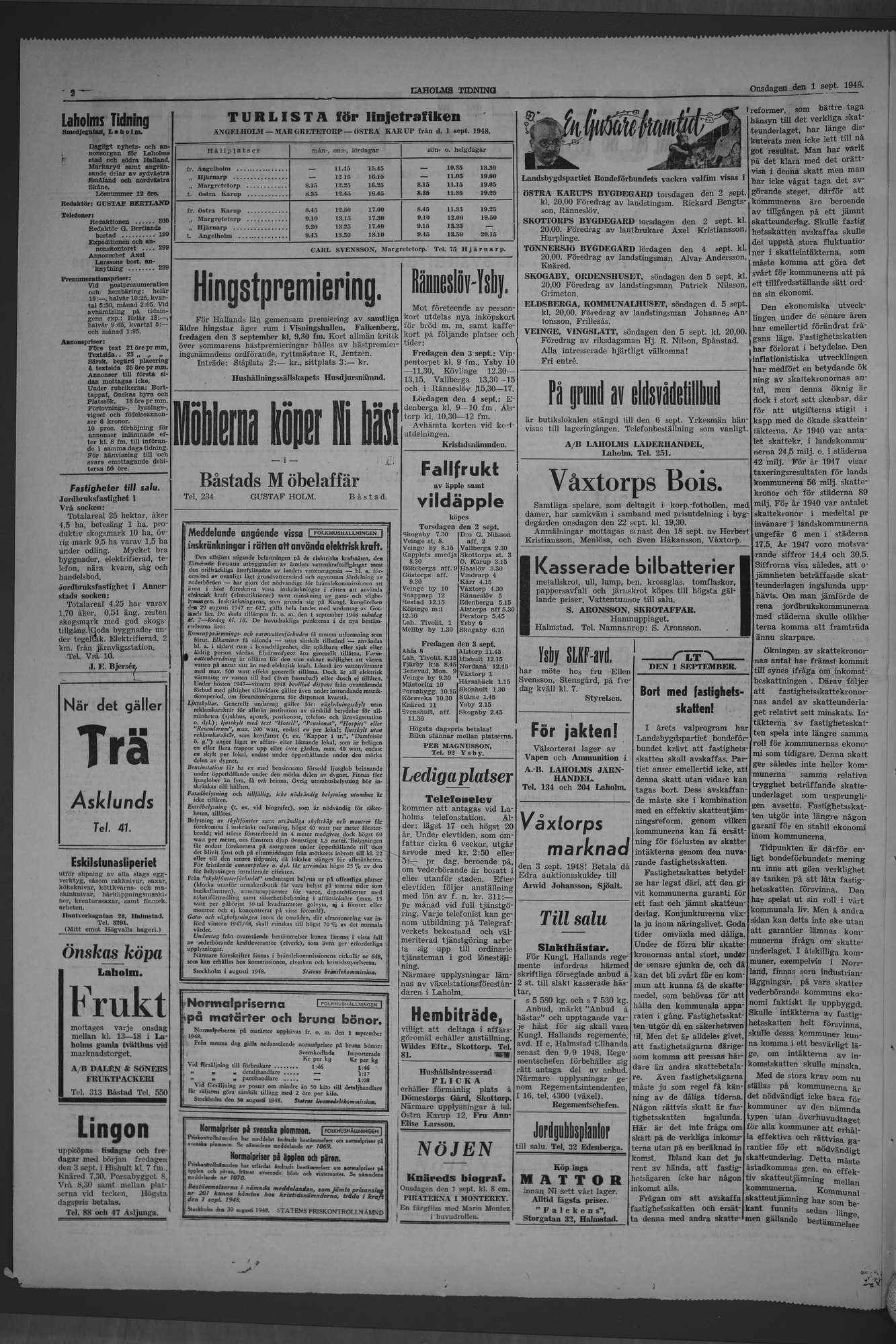 Laholms Tidning Onsdag 1 september 1948, sida 2