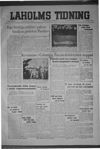 Förstasidan, Lördag 10 april 1948