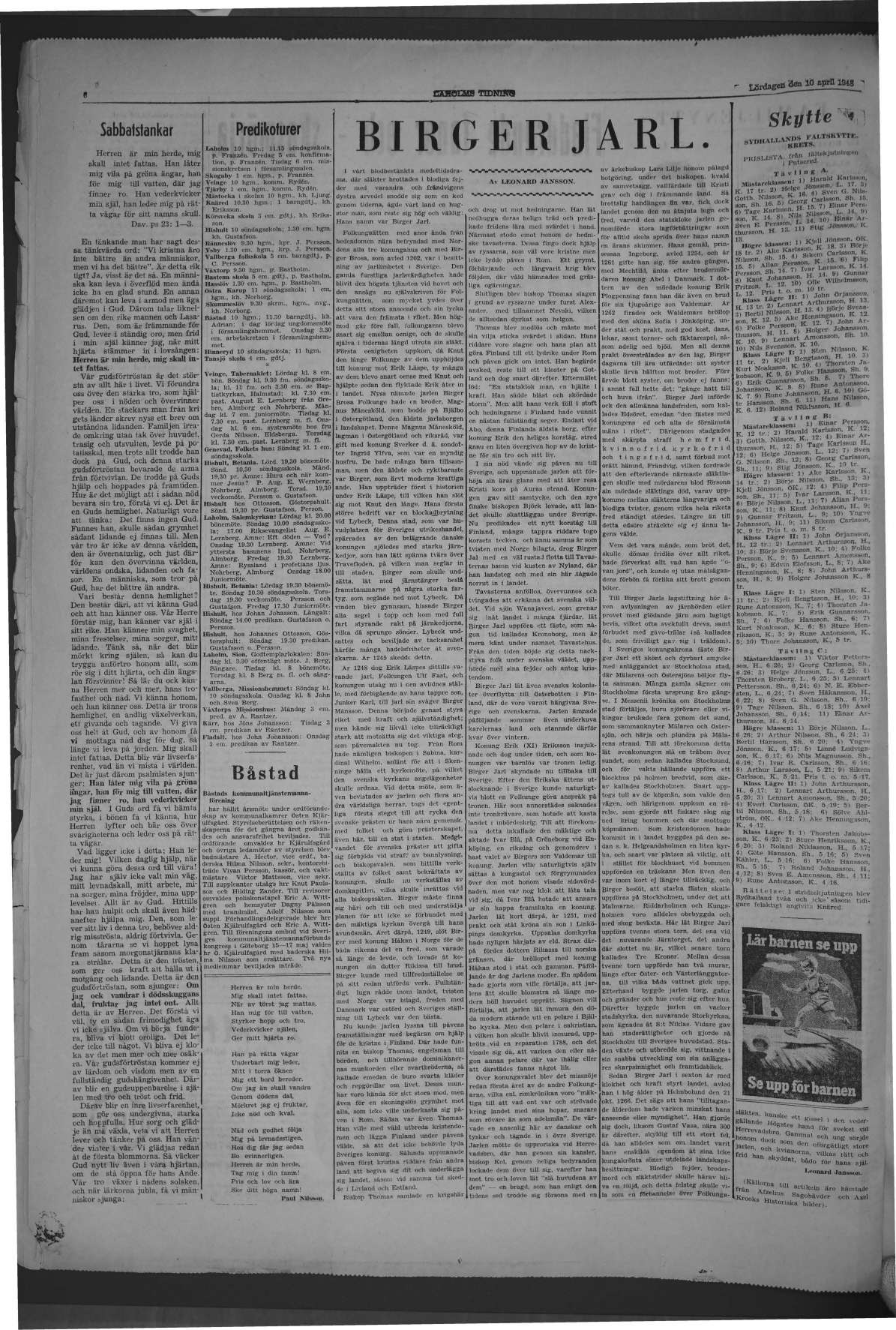 Laholms Tidning Lördag 10 april 1948, sida 6