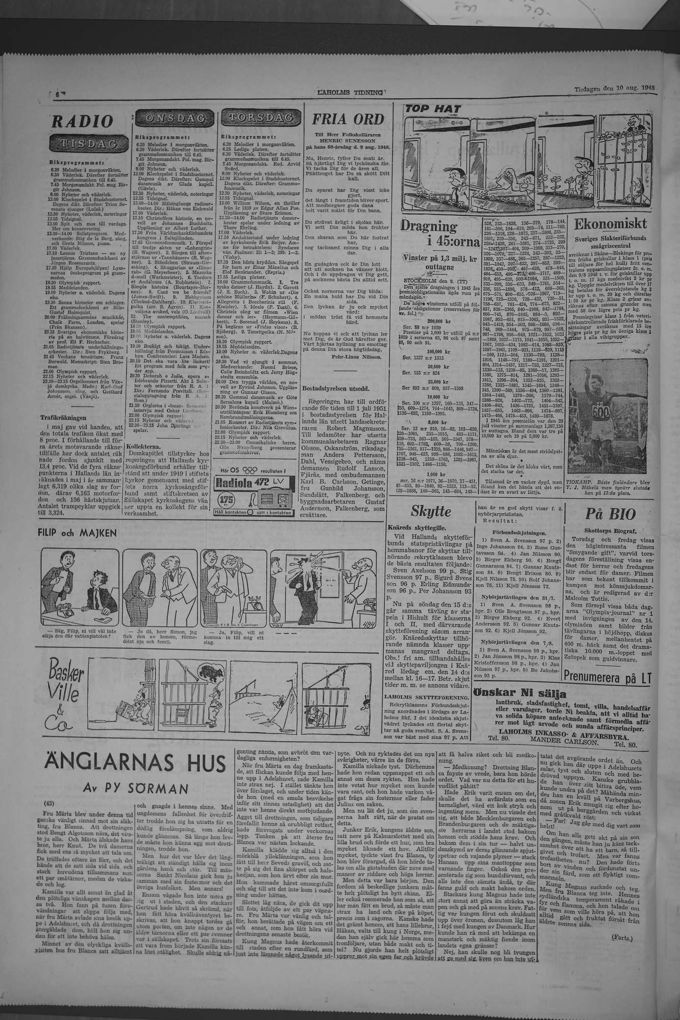 Laholms Tidning Tisdag 10 augusti 1948, sida 6
