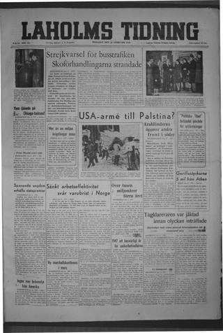 Förstasidan, Tisdag 10 februari 1948