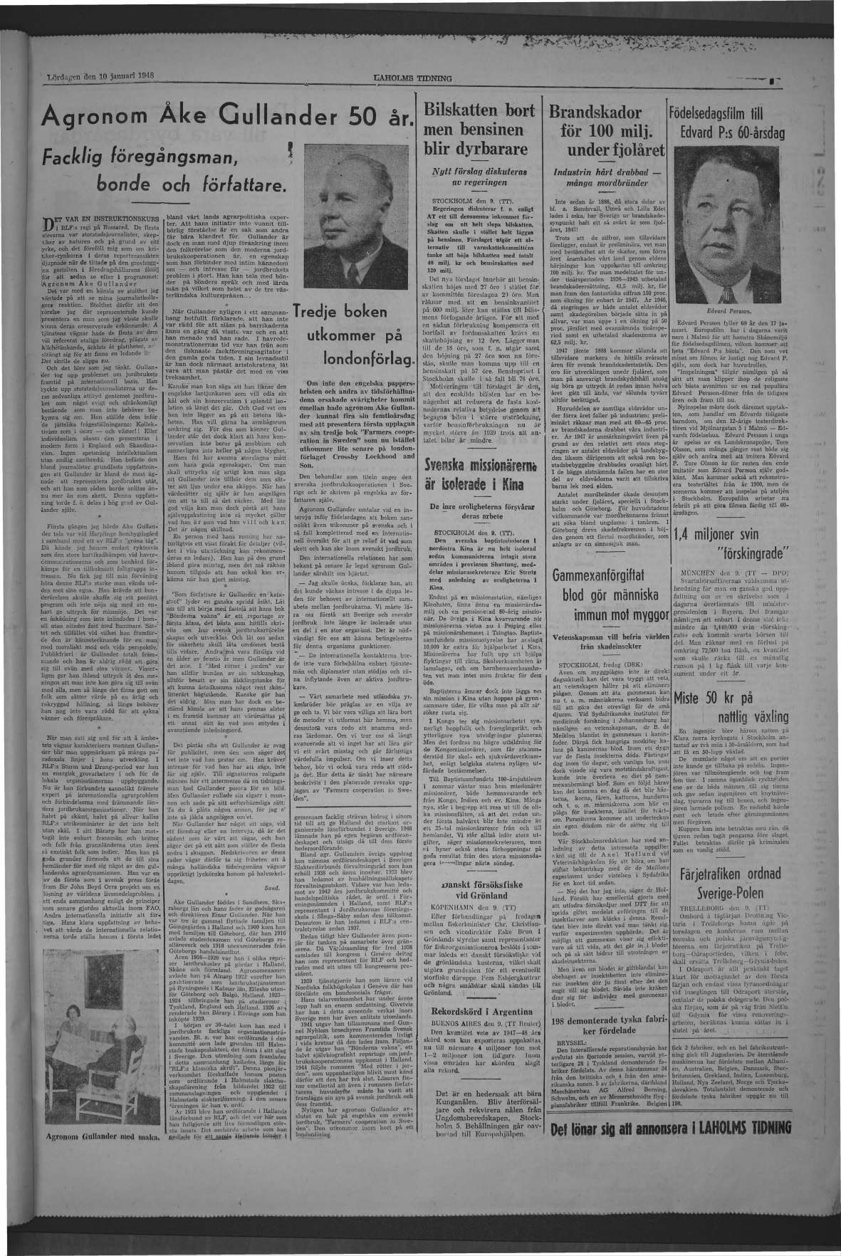 Laholms Tidning Lördag 10 januari 1948, sida 5