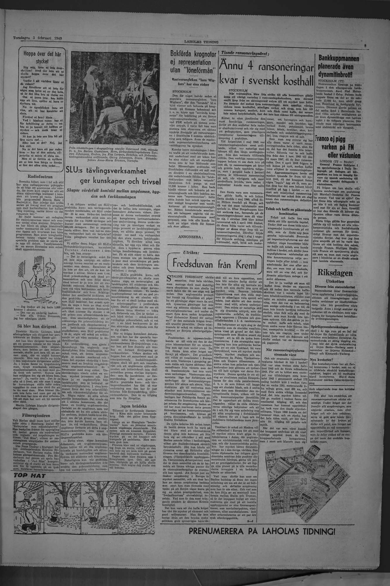 Laholms Tidning Torsdag 3 februari 1949, sida 5