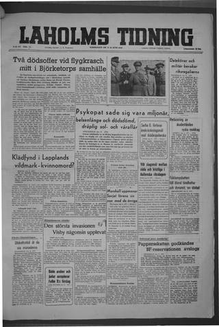 Förstasidan, Torsdag 10 juni 1948