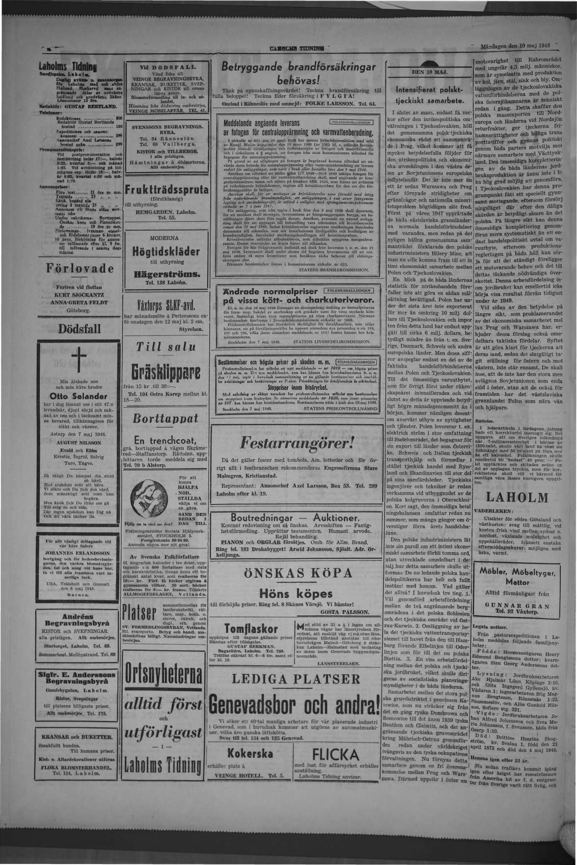 Laholms Tidning Måndag 10 maj 1948, sida 2