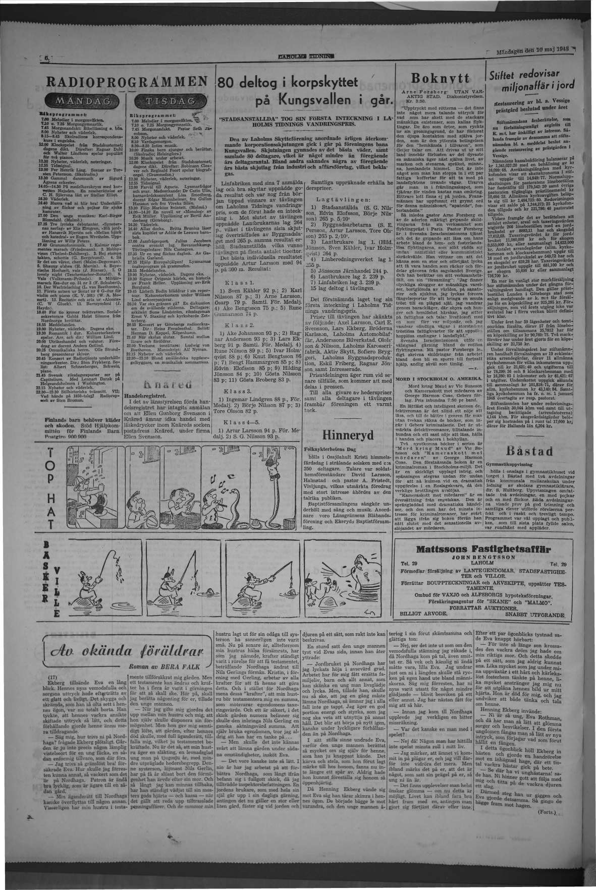 Laholms Tidning Måndag 10 maj 1948, sida 6