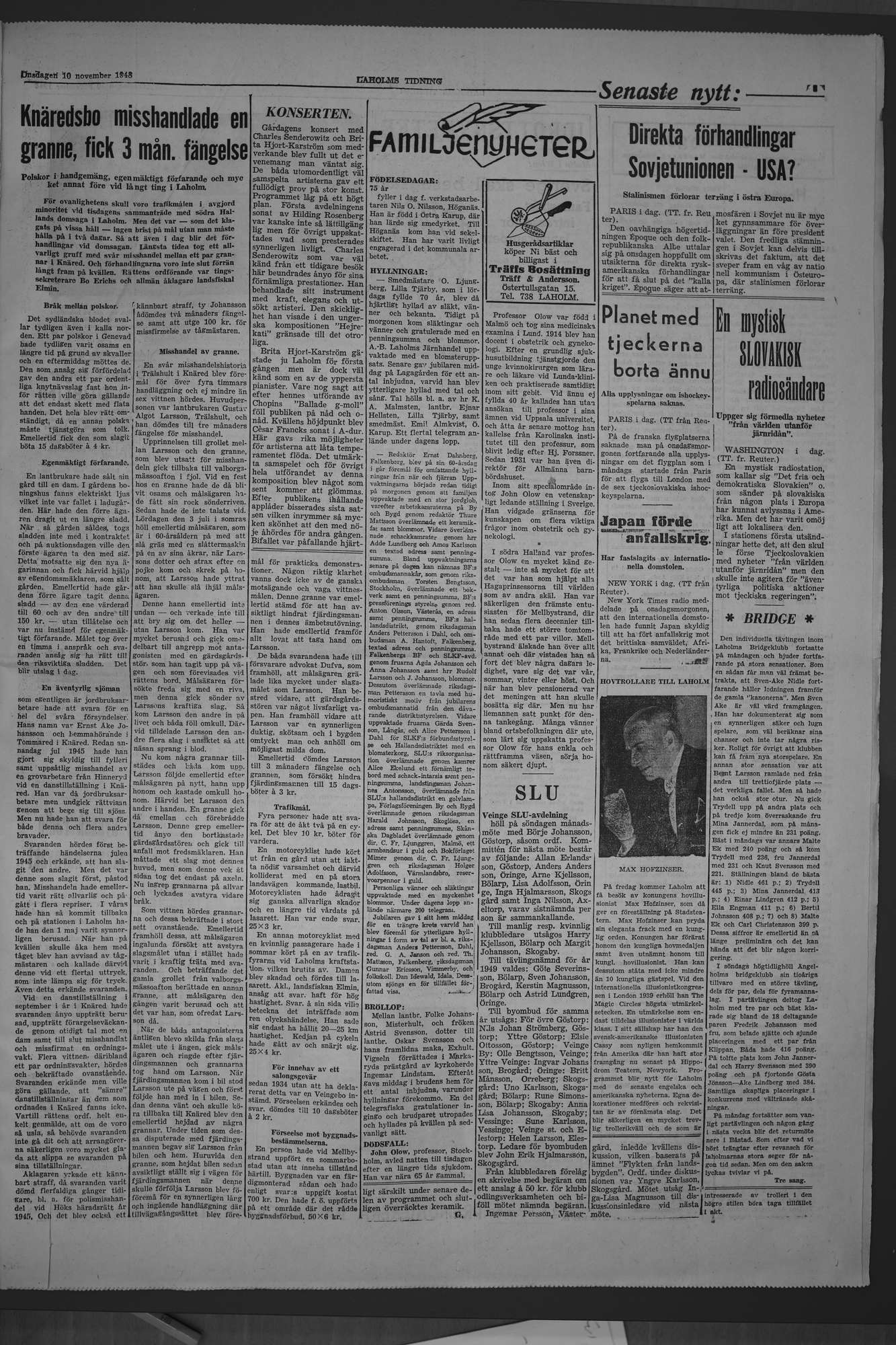 Laholms Tidning Onsdag 10 november 1948, sida 3