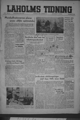 Förstasidan, Måndag 3 januari 1949