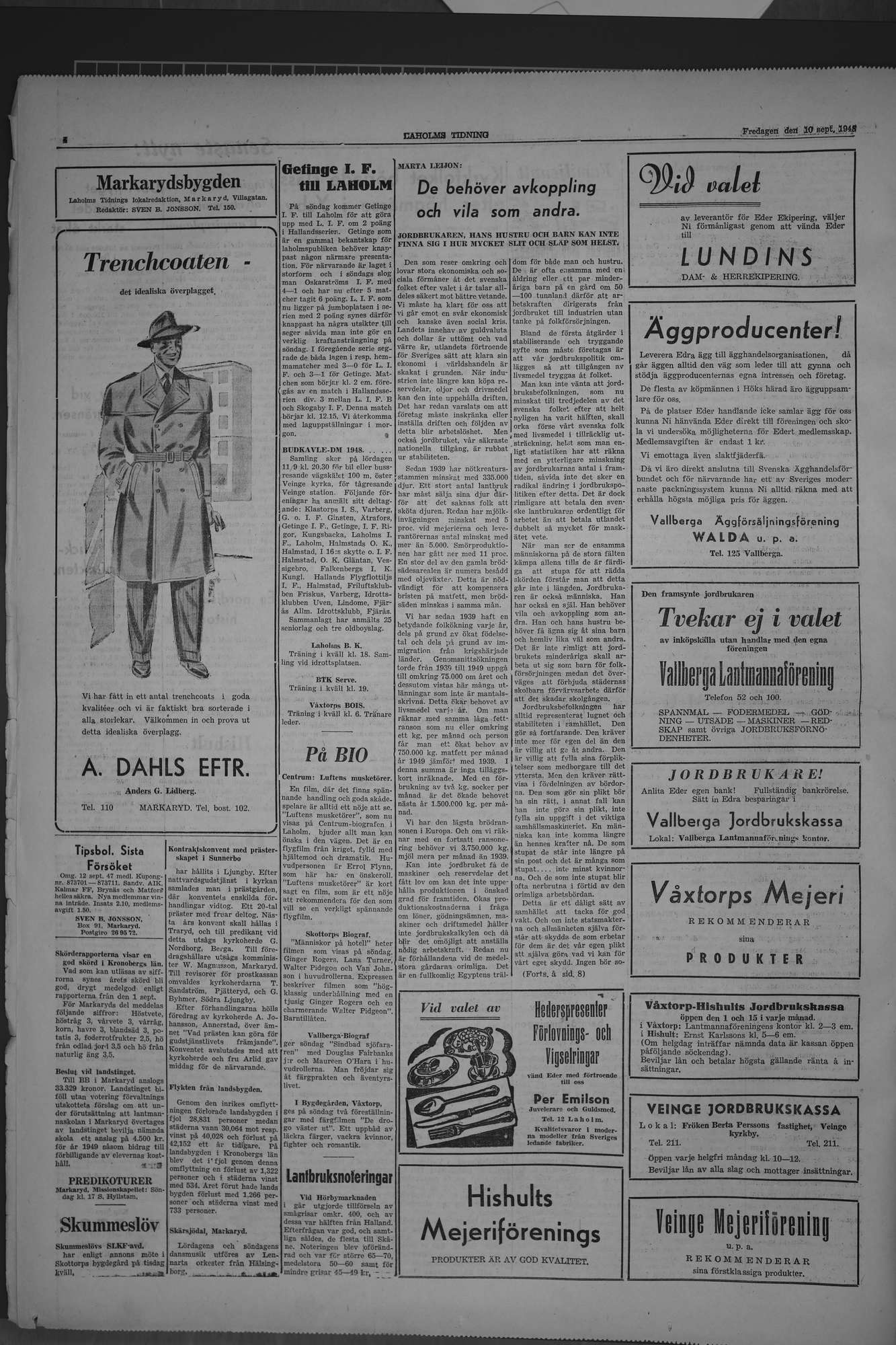 Laholms Tidning Fredag 10 september 1948, sida 4