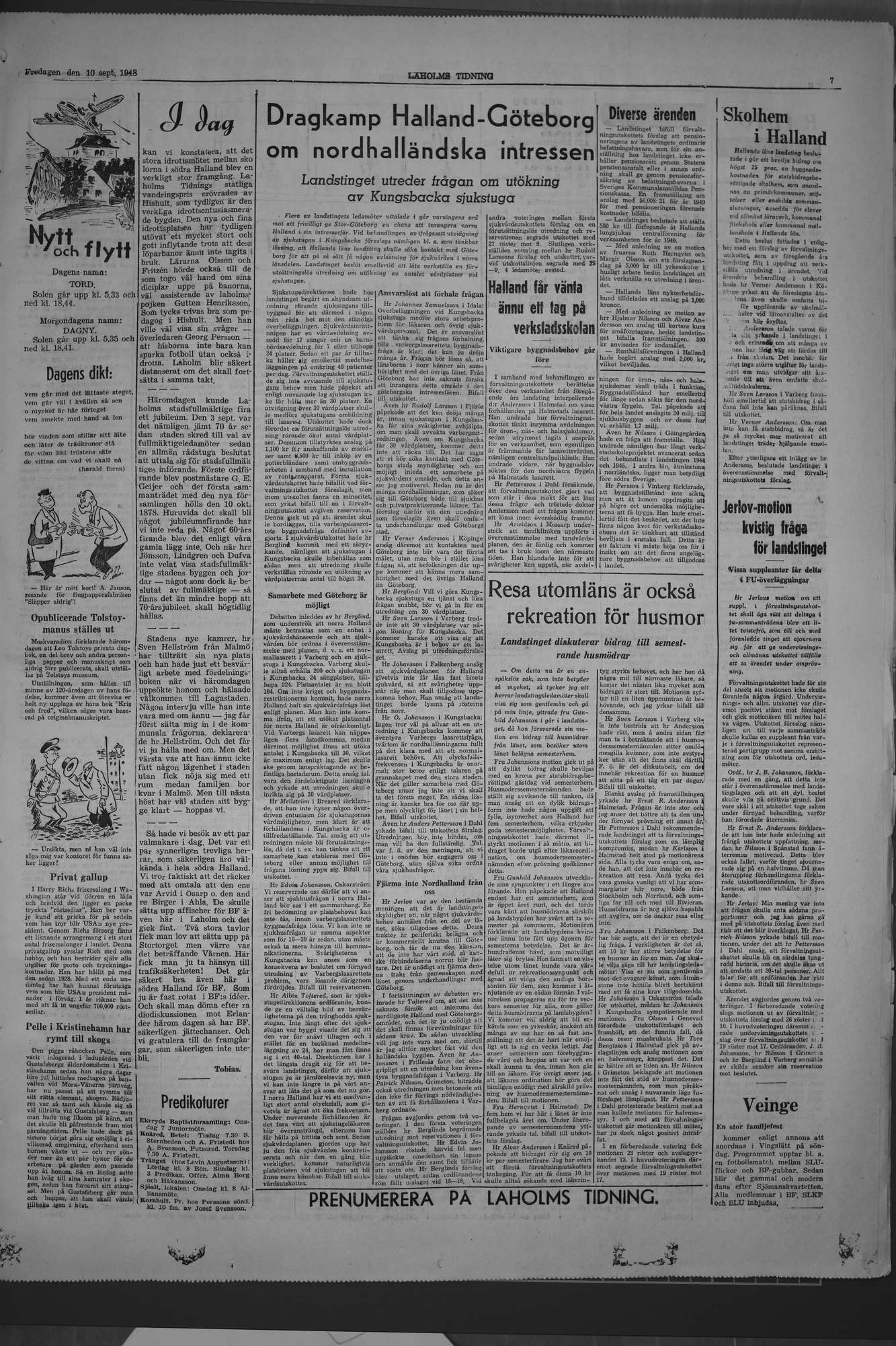 Laholms Tidning Fredag 10 september 1948, sida 7