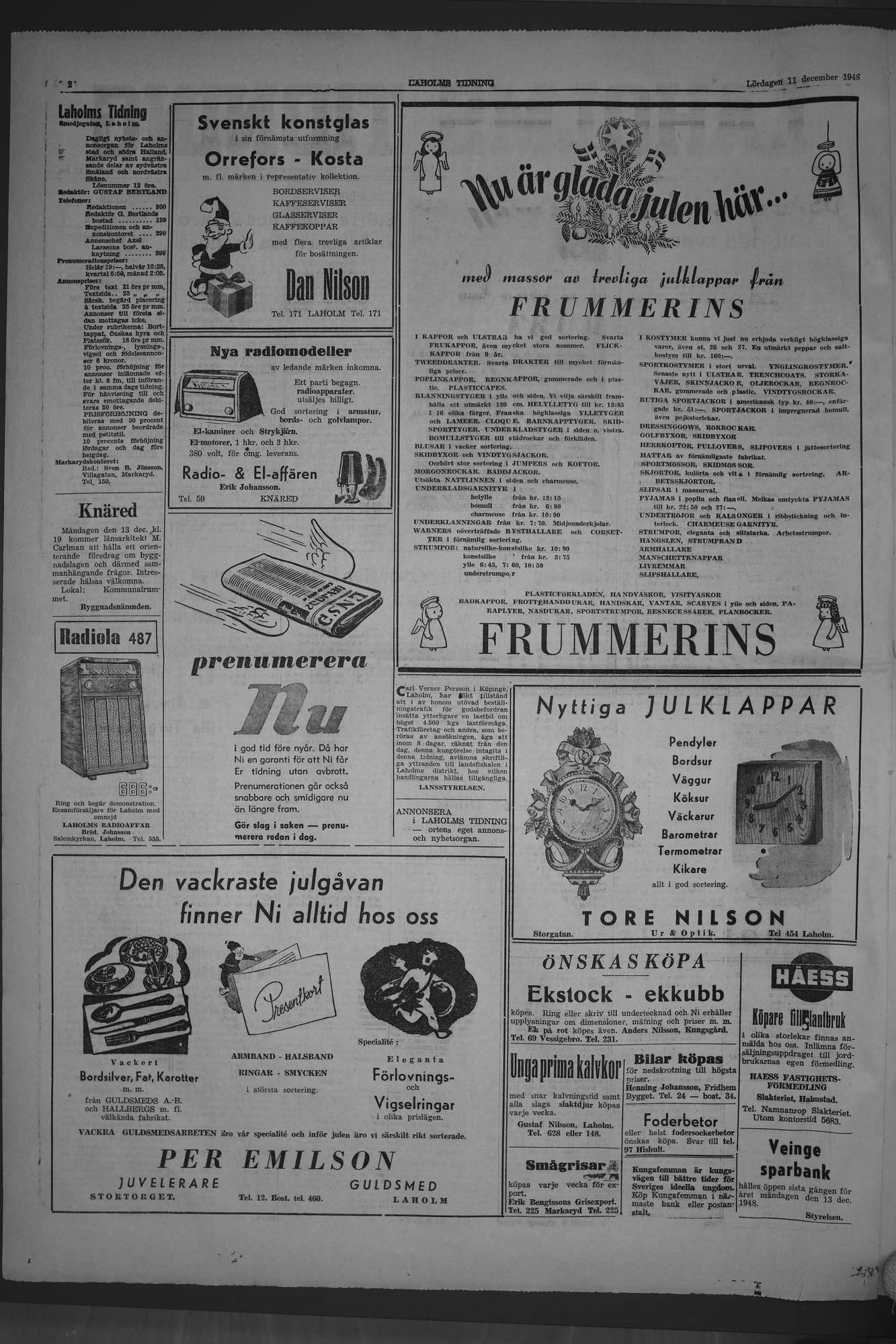 Laholms Tidning Lördag 11 december 1948, sida 2