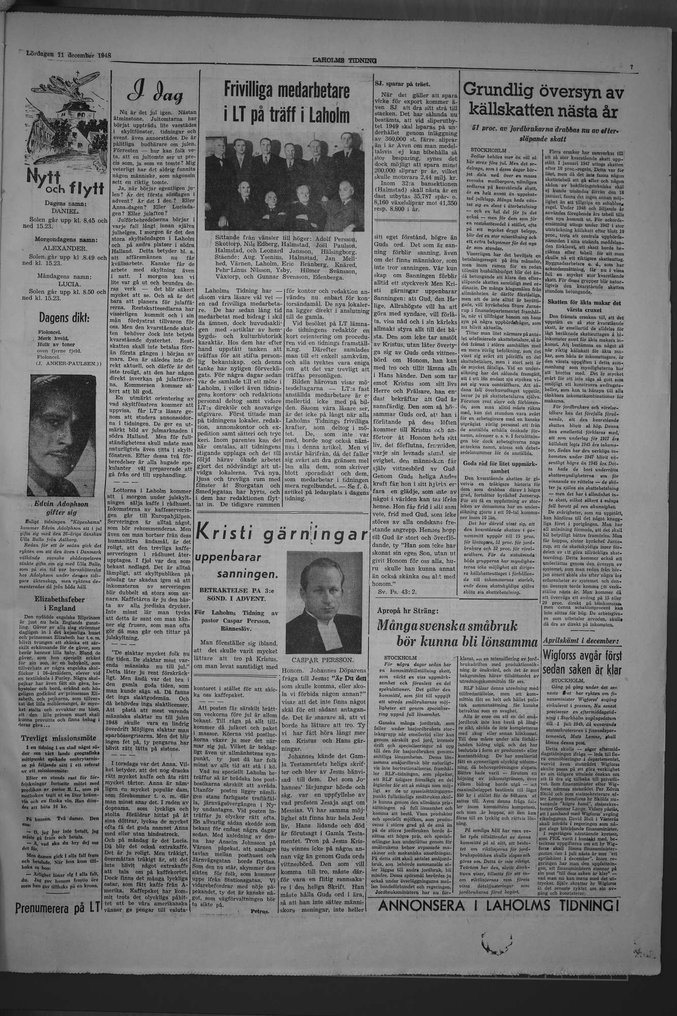 Laholms Tidning Lördag 11 december 1948, sida 7