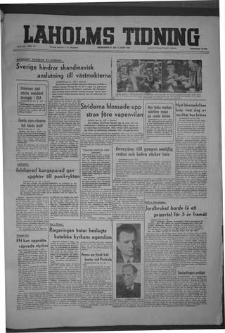 Förstasidan, Fredag 11 juni 1948
