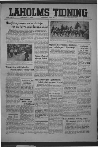Förstasidan, Tisdag 11 maj 1948