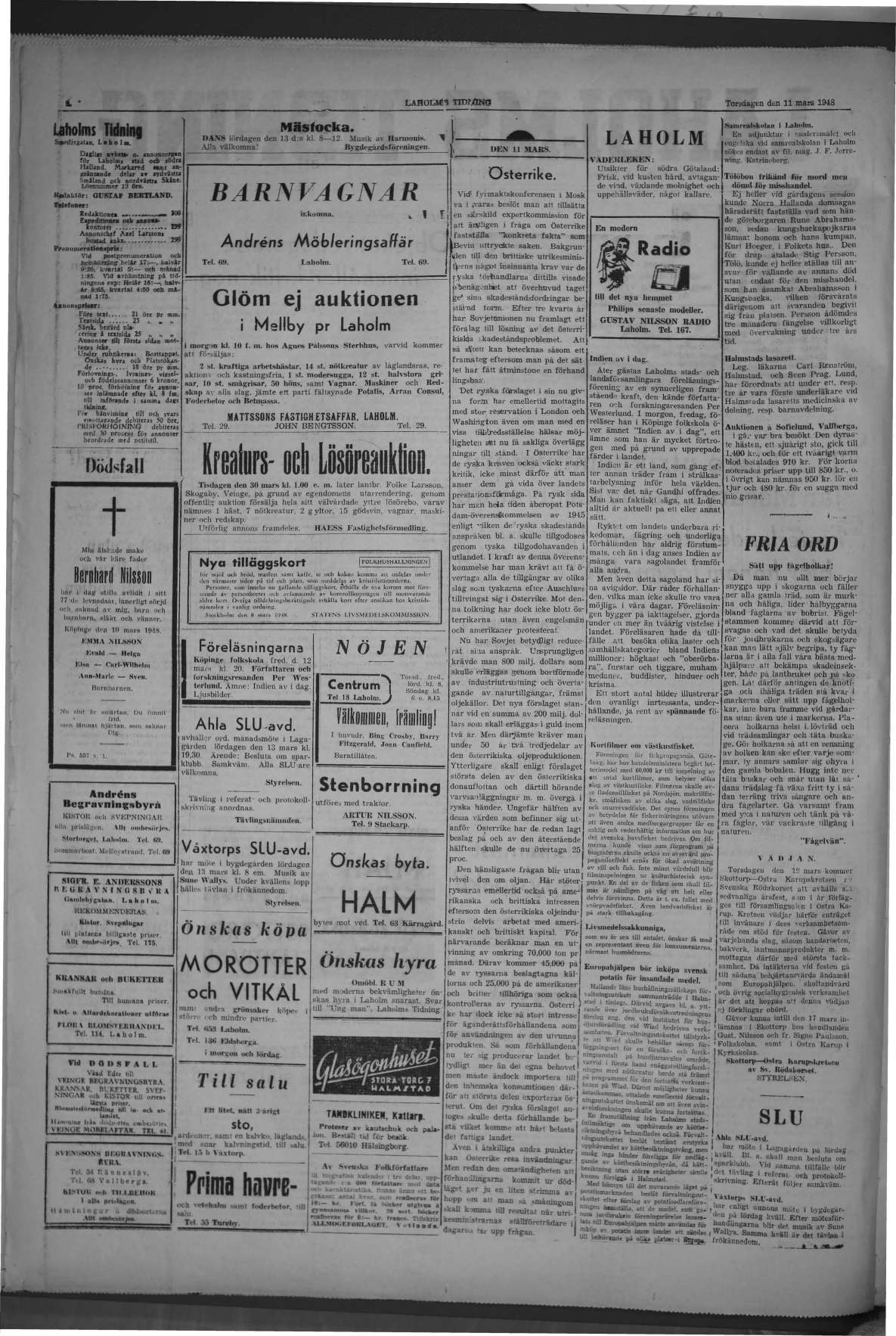 Laholms Tidning Torsdag 11 mars 1948, sida 2