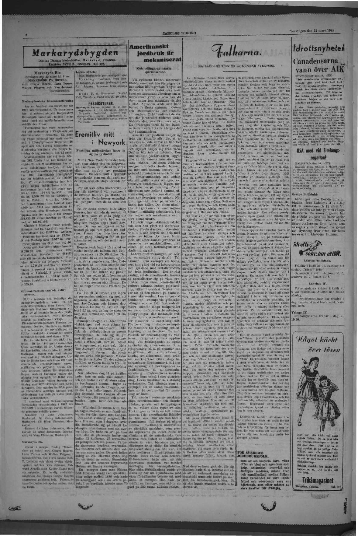 Laholms Tidning Torsdag 11 mars 1948, sida 4