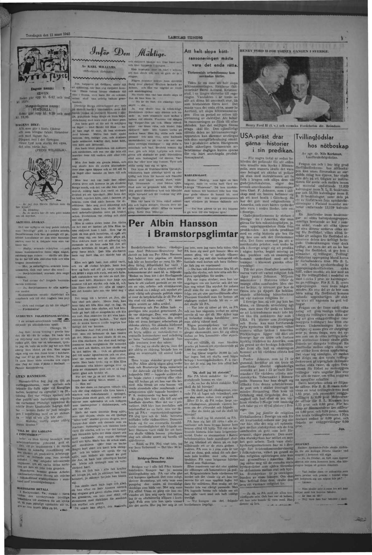 Laholms Tidning Torsdag 11 mars 1948, sida 5