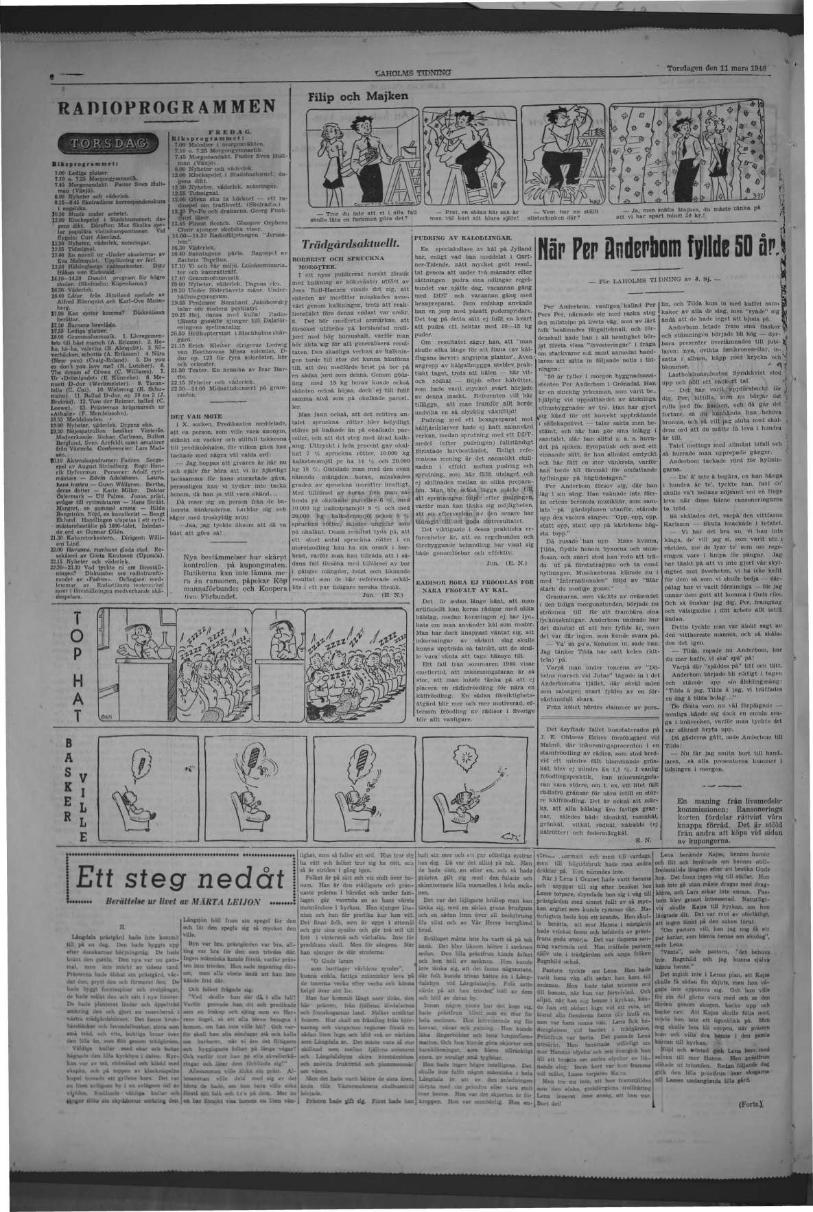 Laholms Tidning Torsdag 11 mars 1948, sida 6
