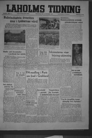 Förstasidan, Torsdag 11 november 1948