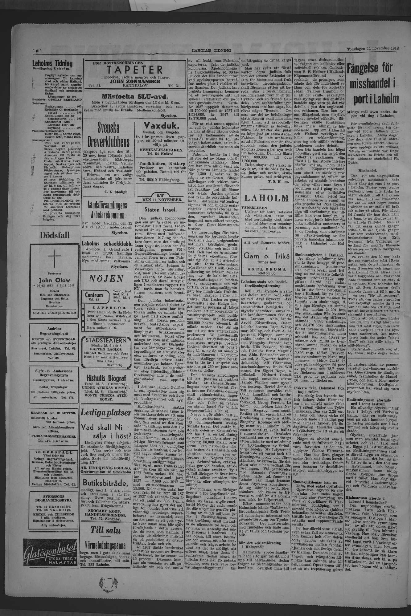 Laholms Tidning Torsdag 11 november 1948, sida 2