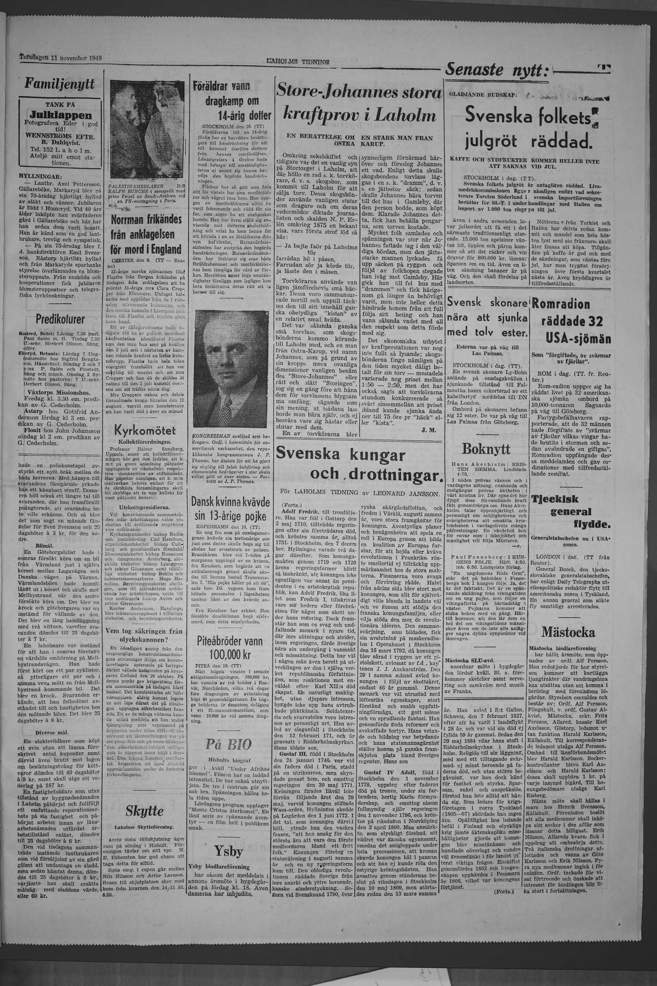 Laholms Tidning Torsdag 11 november 1948, sida 3