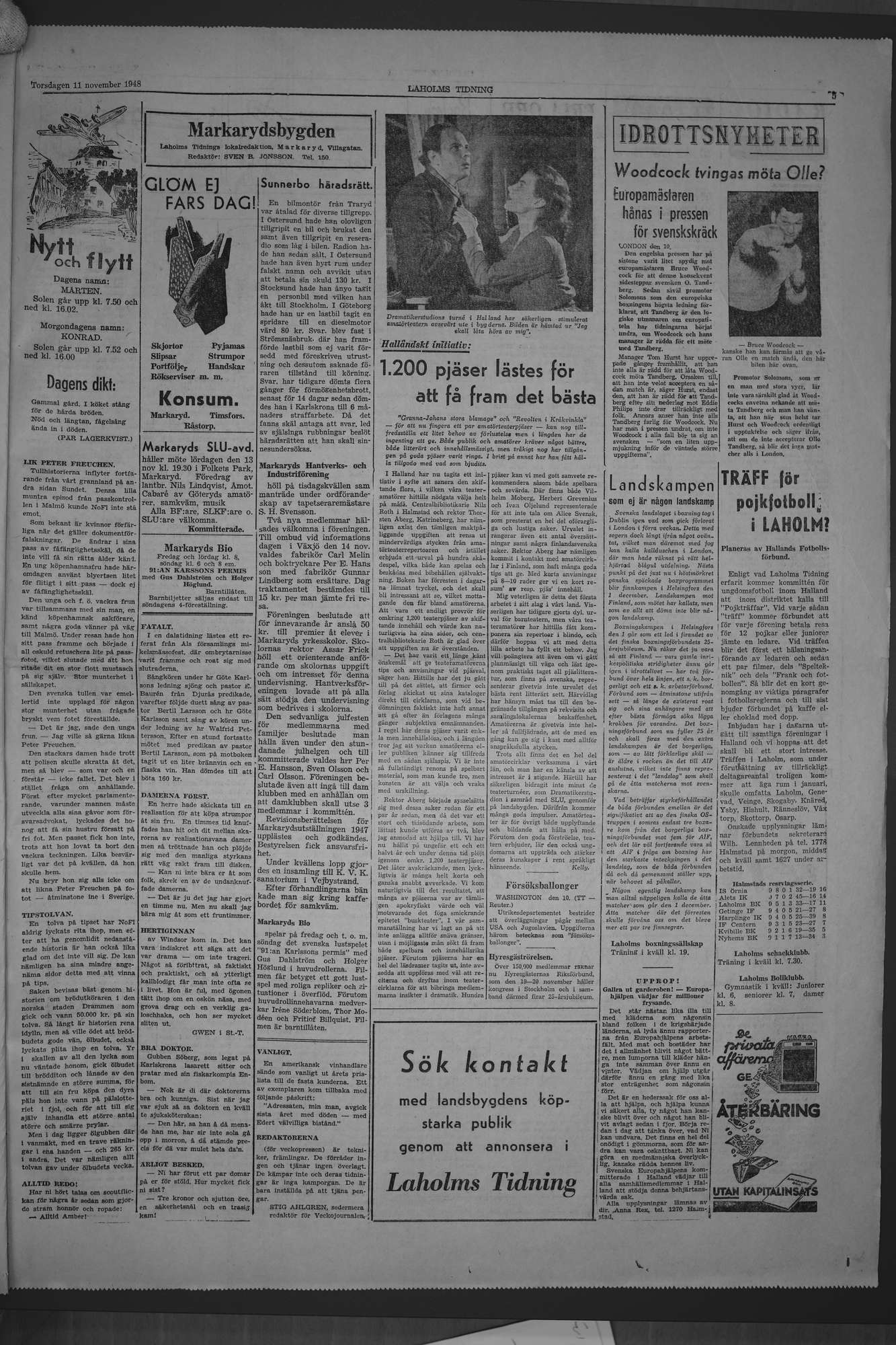 Laholms Tidning Torsdag 11 november 1948, sida 5
