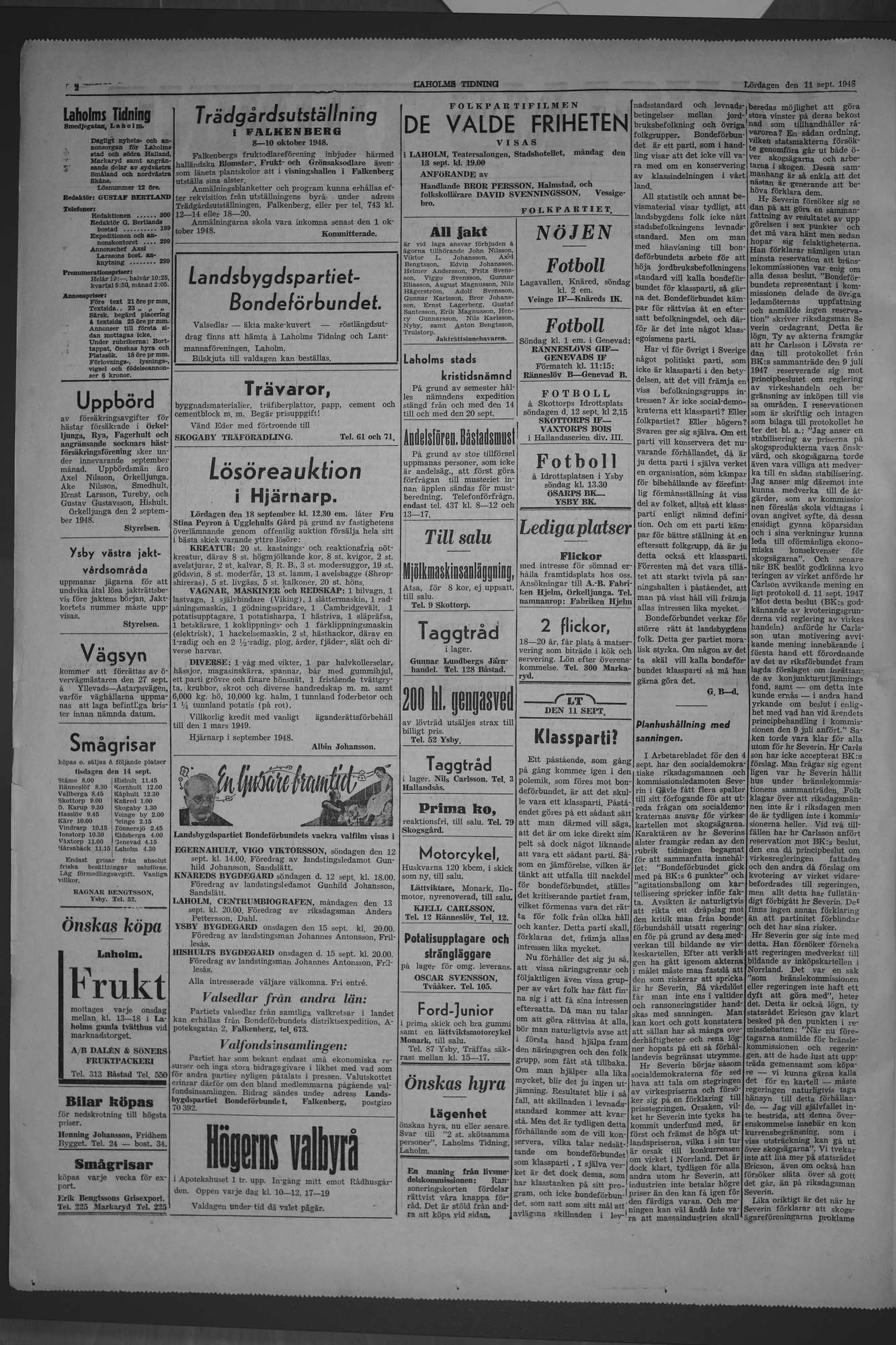 Laholms Tidning Lördag 11 september 1948, sida 2