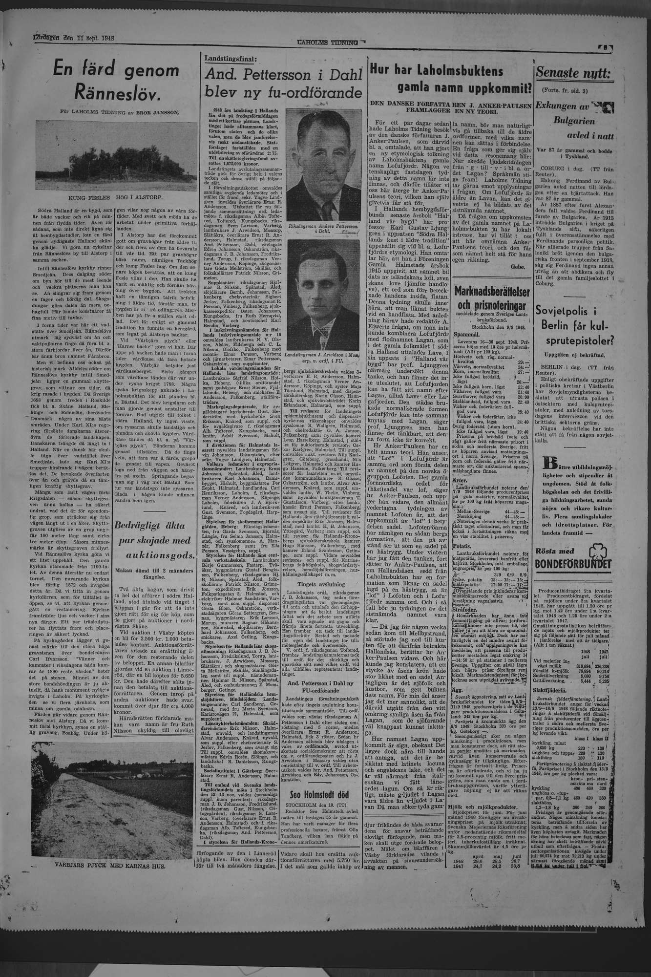 Laholms Tidning Lördag 11 september 1948, sida 5